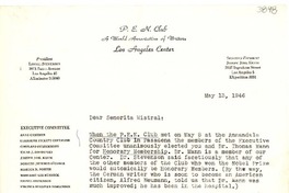 [Carta] 1946 mayo 13, Los Angeles [a] Gabriela Mistral