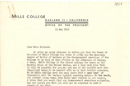 [Carta] 1946 mayo 14, Oakland, California [a] Gabriela Mistral, Los Angeles, California