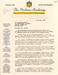 [Carta] 1946 mayo 16, N. York [a] Gabriela Mistral, N. York