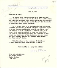 [Carta] 1946 mayo 17, N. York [a] Gabriela Mistral, N. York