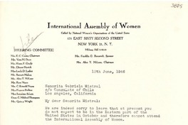 [Carta] 1946 jun. 13, N. York [a] Gabriela Mistral, Los Angeles, California