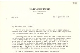 [Carta] 1946 jun. 14, Washington, [EE.UU.] [a] Gabriela Mistral, Los Angeles, California, [EE.UU.]