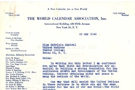 [Carta] 1946 mayo 28, New York [a] Gabriela Mistral, New York