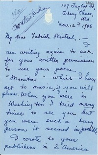 [Carta] 1946 nov. 12 [a] Gabriela Mistral