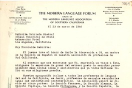 [Carta] 1946 mar. 23, Beverly Hills, California [a] Gabriela Mistral, Los Ángeles, California