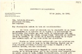 [Carta] 1946 jun. 10, Berkeley, California [a] Gabriela Mistral, Los Ángeles