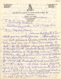 [Carta] 1946 ago. 14, Berkeley, California, [E.E.U.U.] [a] Gabriela Mistral, Los Angeles, California, [E.E.U.U.]