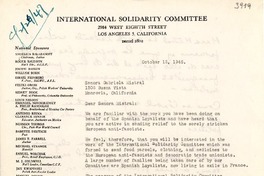 [Carta] 1946 oct. 15, Los Angeles, California [a] Gabriela Mistral, Monrovia, California
