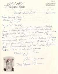 [Carta] 1946 oct. 17, Los Angeles, California [a] Gabriela Mistral, Los Angeles, [California]