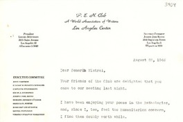 [Carta] 1946 ago. 22, Los Ángeles [a] Gabriela Mistral, Los Ángeles, California
