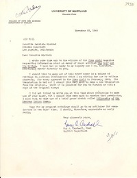 [Carta] 1946 nov. 22, [Maryland] [a] Gabriela Mistral, Los Angeles, California