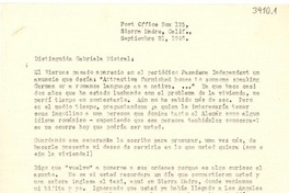 [Carta] 1946 sept. 21, Sierra Madre, California [a] Gabriela Mistral