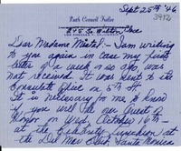 [Carta] 1946 sept. 25, Los Ángeles, California [a] Gabriela Mistral