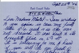 [Carta] 1946 sept. 25, Los Ángeles, California [a] Gabriela Mistral