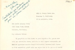 [Carta] 1946 nov. 29, Pasadena, California [a] Lucila Godoy, Monrovia, California
