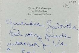 [Carta] [1947], Santiago, [Chile] [a] Gabriela Mistral