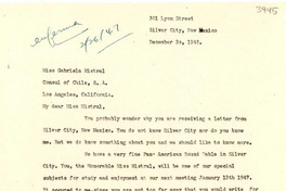 [Carta] 1946 dic. 30, Silver City, New Mexico [a] Gabriela Mistral, Los Ángeles, California