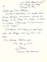 [Carta] 1947 mar. 4, Los Angeles, California, [EE.UU.] [a] Gabriela Mistral