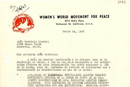 [Carta] 1947 mar. 24, Hollywood, California, [EE.UU.] [a] Gabriela Mistral, Monrovia, California, [EE.UU.]