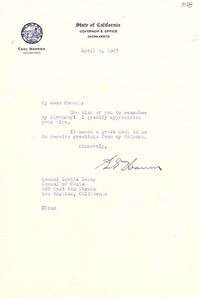[Carta] 1947 abr. 4, Sacramento, California, [Estados Unidos] [a] Lucila Godoy, Los Ángeles, California
