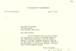 [Carta] 1947 jun. 5, California [a] Gabriela Mistral, Santa Bárbara, California