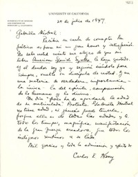 [Carta] 1947 jul. 24, Berkeley, California [a] Gabriela Mistral