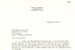 [Carta] 1947 nov. 25, San Marino, California [a] Gabriela Mistral, Santa Bárbara, California