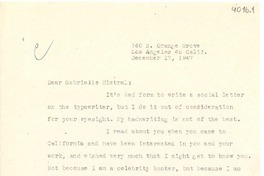 [Carta] 1947 dic. 17, Los Ángeles, California [a] Gabriela Mistral