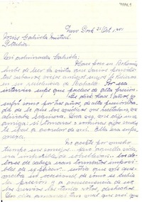 [Carta] 1951 oct. 31, New York [a] Gabriela Mistral, Italia