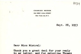 [Carta] 1953 sept. 28, New York, [EE.UU.] [a] Gabriela Mistral