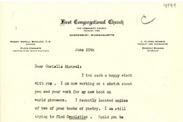 [Carta] 1956 jun. 20, Shrewsbury, Massachusetts [a] Gabriela Mistral