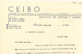 [Carta] [1941?] mayo 15, Montevideo, [Uruguay] [a] Gabriela Mistral, Petrópolis