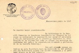[Carta] 1942 jun., Montevideo, [Uruguay] [a] [Gabriela Mistral]