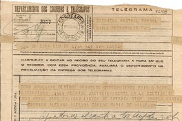 [Telegrama] 1945 nov. 16, Lapa, Rio DF, [Brasil] [a] Gabriela Mistral, Petrópolis, RJ, Brasil