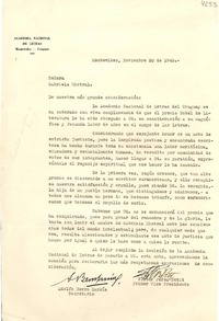 [Carta] 1945 nov. 20, Montevideo [a] Gabriela Mistral
