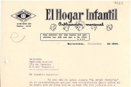 [Carta] 1944 dic., Montevideo [a] Gabriela Mistral, Río de Janeiro