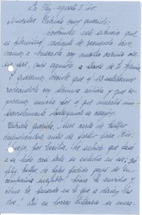 [Carta] 1945 ago. 8, La Paz, [Bolivia a] Gabriela Mistral