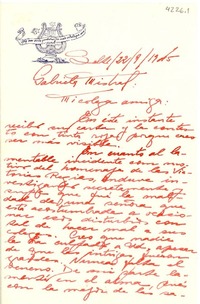[Carta] 1945 sept. 22, Salto, Uruguay [a] Gabriela Mistral