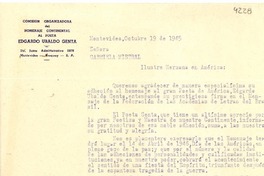 [Carta] 1945 oct. 19, Montevideo, [a] Gabriela Mistral