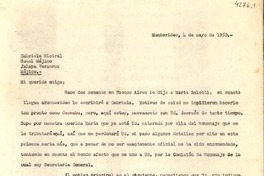[Carta] 1950 mayo 4, Montevideo, Uruguay [a] Gabriela Mistral, Jalapa, Veracruz, México