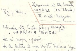 [Carta] [1945?], Florida, Uruguay [a] Lucila Godoy Alcayaza [i.e. Alcayaga]
