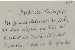 [Carta] 1951 ene., Montevideo, [Uruguay] [a] Gabriela [Mistral]