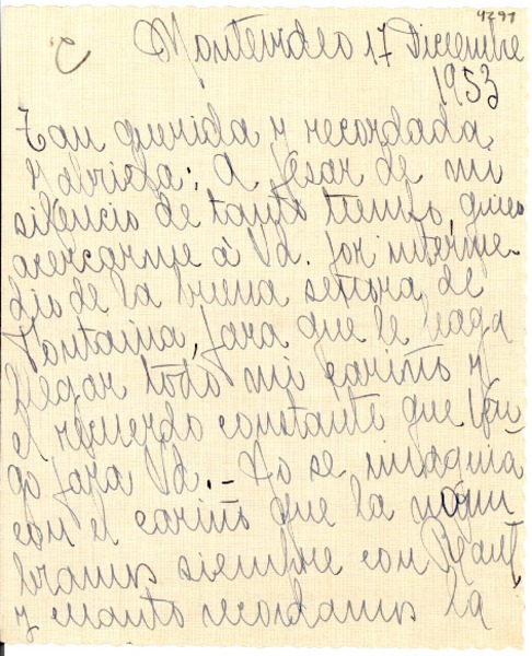 [Carta] 1953 dic. 17, Montevideo, [Uruguay] [a] Gabriela [Mistral]