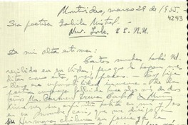 [Carta] 1955 mar. 29, Montevideo, Uruguay [a] Gabriela Mistral, New York, EE.UU.