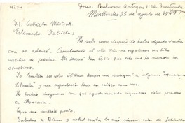 [Carta] 1949 ago. 25, Montevideo [a] Gabriela Mistral