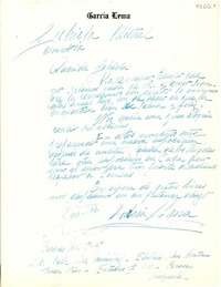 [Carta] 1947 nov. 17, Caracas, Venezuela [a] Gabriela [Mistral]