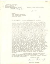 [Carta] 1949 jun. 24, Caracas [a] Gabriela Mistral, Monrovia, California