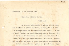 [Carta] 1940 jul. 13, Caratinga, Minas Gerais, [Brasil] [a] Gabriela Mistral