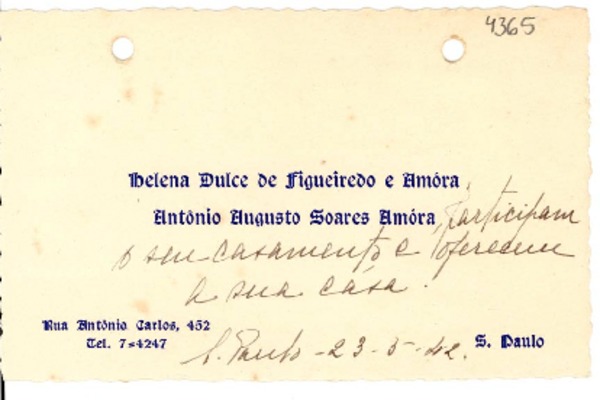 [Tarjeta] 1942 mar. 23, Sao Paulo, [Brasil] [a] [Gabriela Mistral]