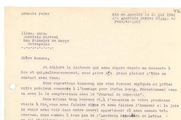 [Carta] 1942 mayo 22, Río de Janeiro [a] Gabriela Mistral, Petrópolis